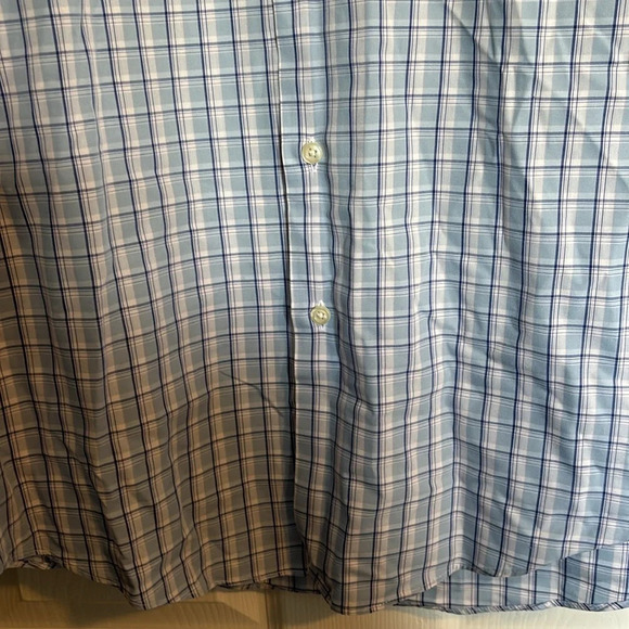 Neiman Marcus men’s blue plaid long sleeve button down shirt size 16 - Picture 5 of 8
